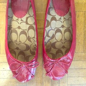 Coach pink patent leather flats, size 8